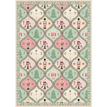 Christmas Soft Area Rug Festive Washable Non Slip Indoor Carpet for Bedroom Entryway Home Decor