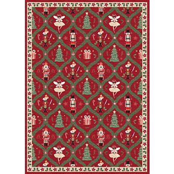 Christmas Soft Area Rug Festive Washable Non Slip Indoor Carpet for Bedroom Entryway Home Decor