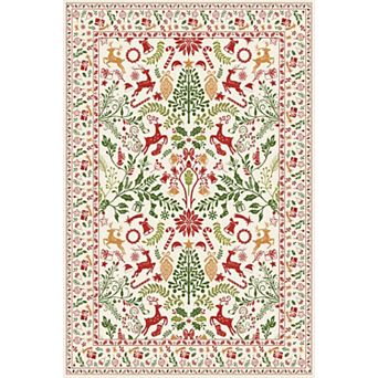 Art Christmas Reindeer Area Rug Washable Non Slip Soft Carpet Apartment Bedroom Home Decor