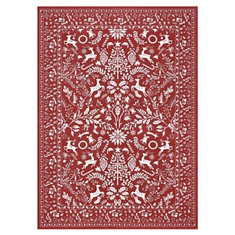 Art Christmas Reindeer Area Rug Washable Non Slip Soft Carpet Apartment Bedroom Home Decor