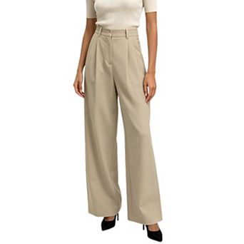 Womens Wide Leg Dress Pants High Waisted Business Casual Work Long Trousers with Pockets