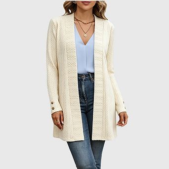 Women Long Sleeve Cardigan Dressy Casual Open Front Knit Sweaters Coats Outfits