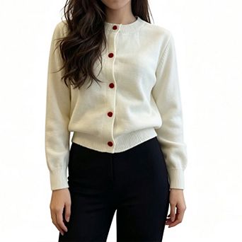 Womens Lightweight Slim Fit Knitted Cardigan Jacket Solid Color Button Up Long Sleeve Sweaters
