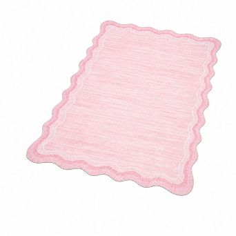 Scalloped Area Rug Washable Non Slip Soft Low Pile Print for Bedroom Dining Office