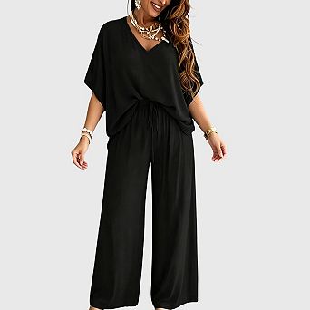 Lounge Sets for Women Short Sleeve Tops and Long Pants Soft Comfy Pajamas Set 2 pc Outfits