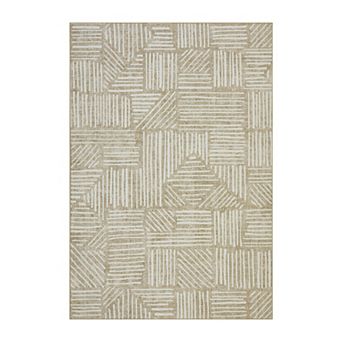Modern Abstract Geometric Machine Washable Area Rug, Non‑Slip Low‑Pile Soft Carpet