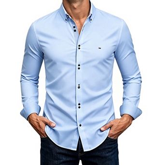 Men's Long‑Sleeve Button Down Shirt Slim Fit Business Casual Dress Shirts