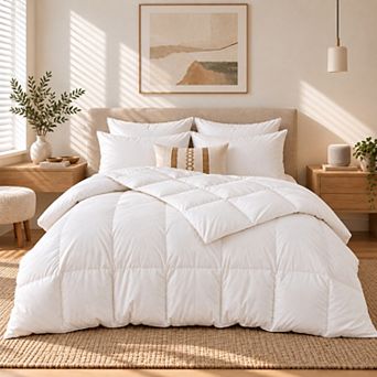Unikome All Season Goose Down Feather Comforter, 100% Cotton Duvet Insert