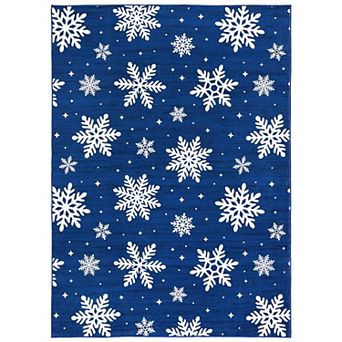 Rustic Classic Snowflake Christmas Indoor Rug Washable Non Slip Soft Carpet for Entryway Bedroom