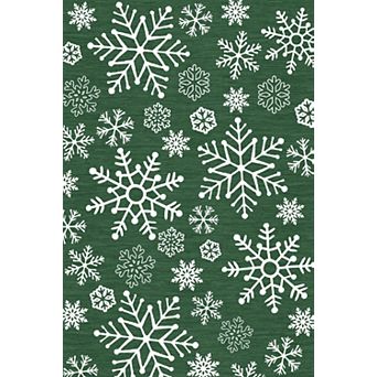 Snowflake Christmas Holiday Indoor Rug Washable Non Slip Soft Pet Friendly Decorative Floor Carpet