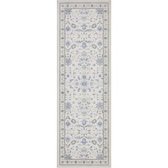 Oriental Machine Washable Area Rug with Rubber Backing Soft Non-Slip Low-Pile Carpet