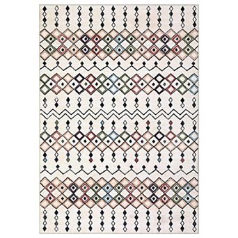 Boho Geometric Diamond Machine Washable Non-Slip Low‑Pile Area Rug for Living Room Bedroom Porch