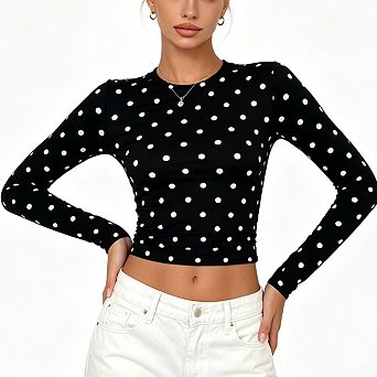 Women's Fitted Long Sleeve Basic Tee Fall Fashion Going Out Casual Top
