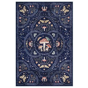 Mystic Mushroom Butterfly Washable Area Rug Wear ＆ Stain Resistant Carpet for Living Room Bedroom