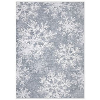 Vintage Christmas Snowflake Soft Rug Distressed Washable Non Slip Indoor Carpet Xmas Home Decor