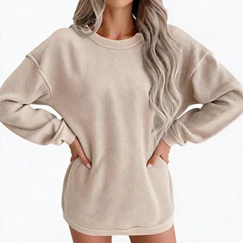 Crewneck Sweatshirts For Women Oversized Drop Shoulder Long Sleeve Pullover Tops