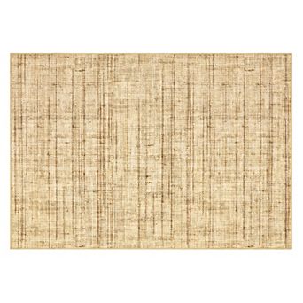 Faux Woven Texture Machine Washable Area Rug Non-Slip Wear-Resistant Low‑Pile Carpet for Living Room