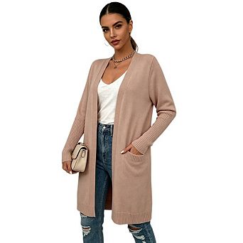 Women Long Cardigan Sweaters Winter Clothing Fall Knitted Open Front Cozy Sweater with Pockets