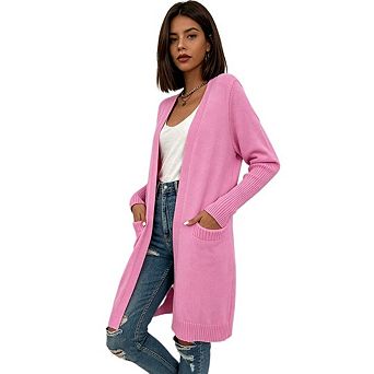 Women Long Cardigan Sweaters Winter Clothing Fall Knitted Open Front Cozy Sweater with Pockets