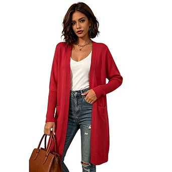 Women Long Cardigan Sweaters Winter Clothing Fall Knitted Open Front Cozy Sweater with Pockets