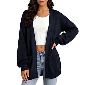 Womens Oversizeds Soft Knit Long Sleeve Sweater with Pockets Fashion Open Frront Casual Fall Outfits