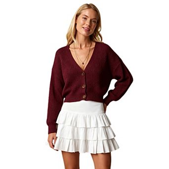 Women Loose Sweater Long Sleeve Button Down Knit Cardigan