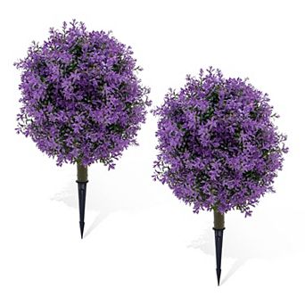 2 Pack Artificial Boxwood Ball Topiary Trees - UV Resistant, Weatherproof Faux Shrubs