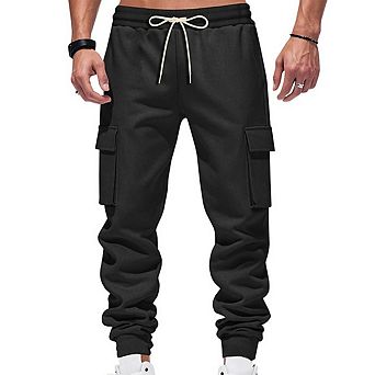 Men’s Cargo Jogger Pants Elastic Waist Drawstring Multi‑Pocket Casual Tapered Jogging Sweatpants