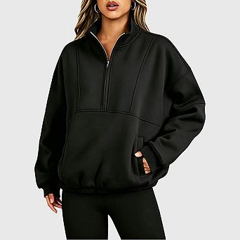 Women's Oversized Sweatshirt Half Zip Fleece Mock Neck Pullover Tops Fall Winter Outfits