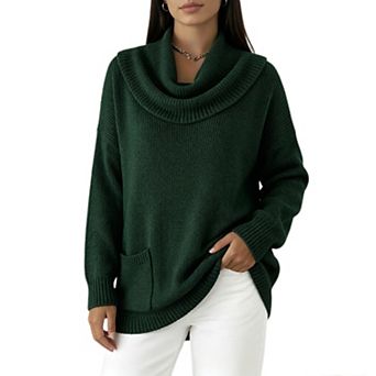 Women Solid Turtleneck Long Sleeve Pullover Sweater