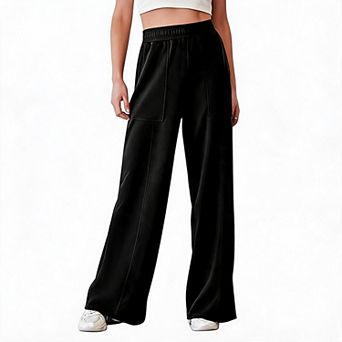 Women's High-Waist Wide-Leg Pants - Elastic Waist Loose Fit