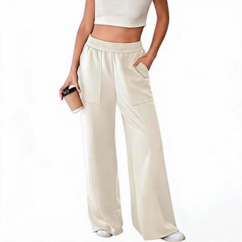 Women's High-Waist Wide-Leg Pants - Elastic Waist Loose Fit