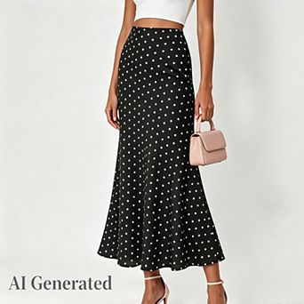 Women's Maxi Summer Flowy Polka Dot Floral High Waisted Fishtail​ Office Spring Long Slip Skirts