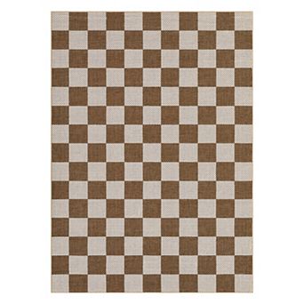 Washable Checkered Rug, Low-Pile Non-Slip Geometric Farmhouse Carpet
