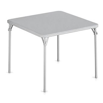 Folding Card Table for 4 with Padded PU Top for Games and Dining, Gray/Black