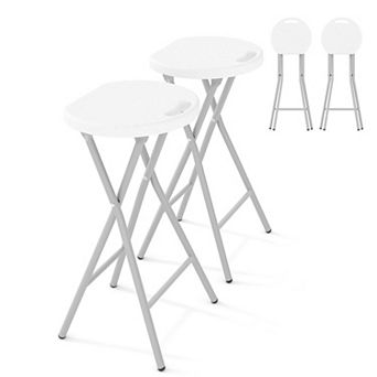 28 Inch 400LBS Foldable Bar Stool Safety Lock 2 pc Black White Option