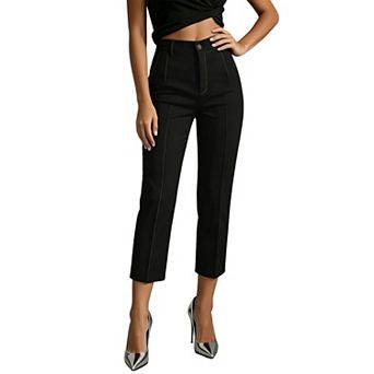 Women's High Waist Cropped Pants Slim Business Casual Work Trousers