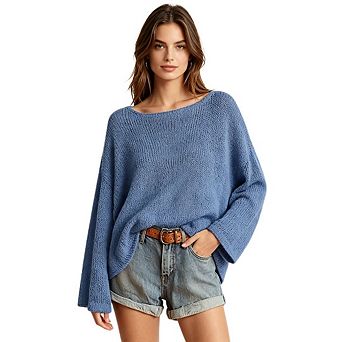 Women's Casual Hollow Out Solid Color Knit Top Loose Long Sleeve Casual Sweater