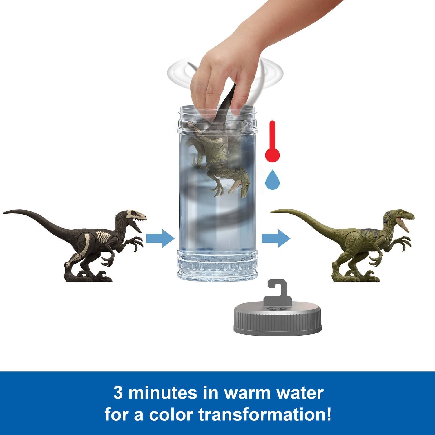 Детские фигурки Mattel Jurassic World Dino Reveal Warm Water Color Change Dinosaur Toys - Styles May Vary — фото 3
