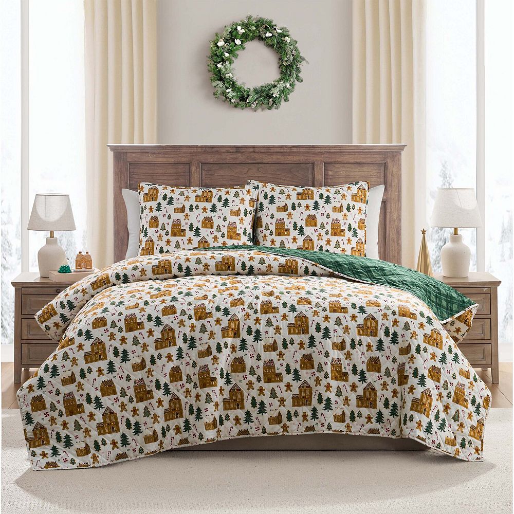 Hallmark Gingerbread Holiday Quilt Set with Shams