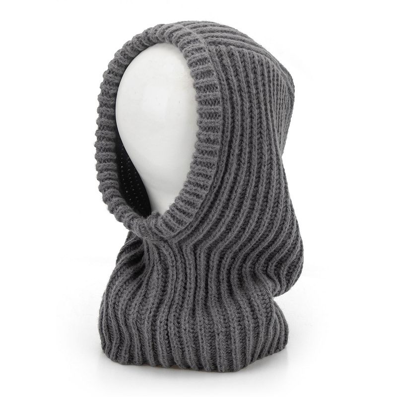 Women's isotoner Rib Knit Hooded Balaclava, Light Gray