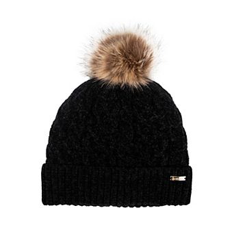 Women's isotoner Chenille Cable Knit Beanie Hat With Pom Pom