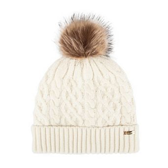 Women's isotoner Chenille Cable Knit Beanie Hat With Pom Pom