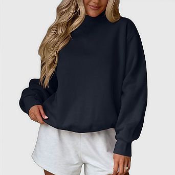 Women Crewneck Pullover Sweatshirt Long Sleeve Casual Loose Fit Basic Tops