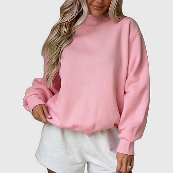 Women Crewneck Pullover Sweatshirt Long Sleeve Casual Loose Fit Basic Tops