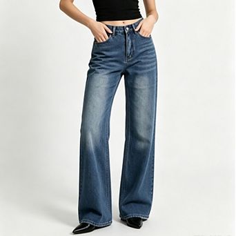 Women High Waist Wide Leg Jeans Classic 5‑Pocket Denim Pants