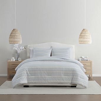 Palm Aire Bay Textured Stripe Cotton Comforter Set with Shams