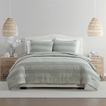 Palm Aire Harbor Stonewashed Waffle Stripe Comforter Set with Shams