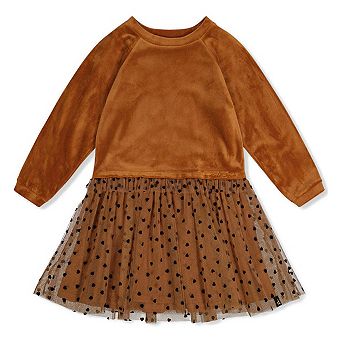 Bi-Material Dress Brown