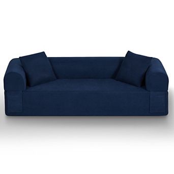 82.7" Modern Boneless Couch , 2-in-1 Convertible Sofa, No Assembly Needed Memory Foam Loveseat,